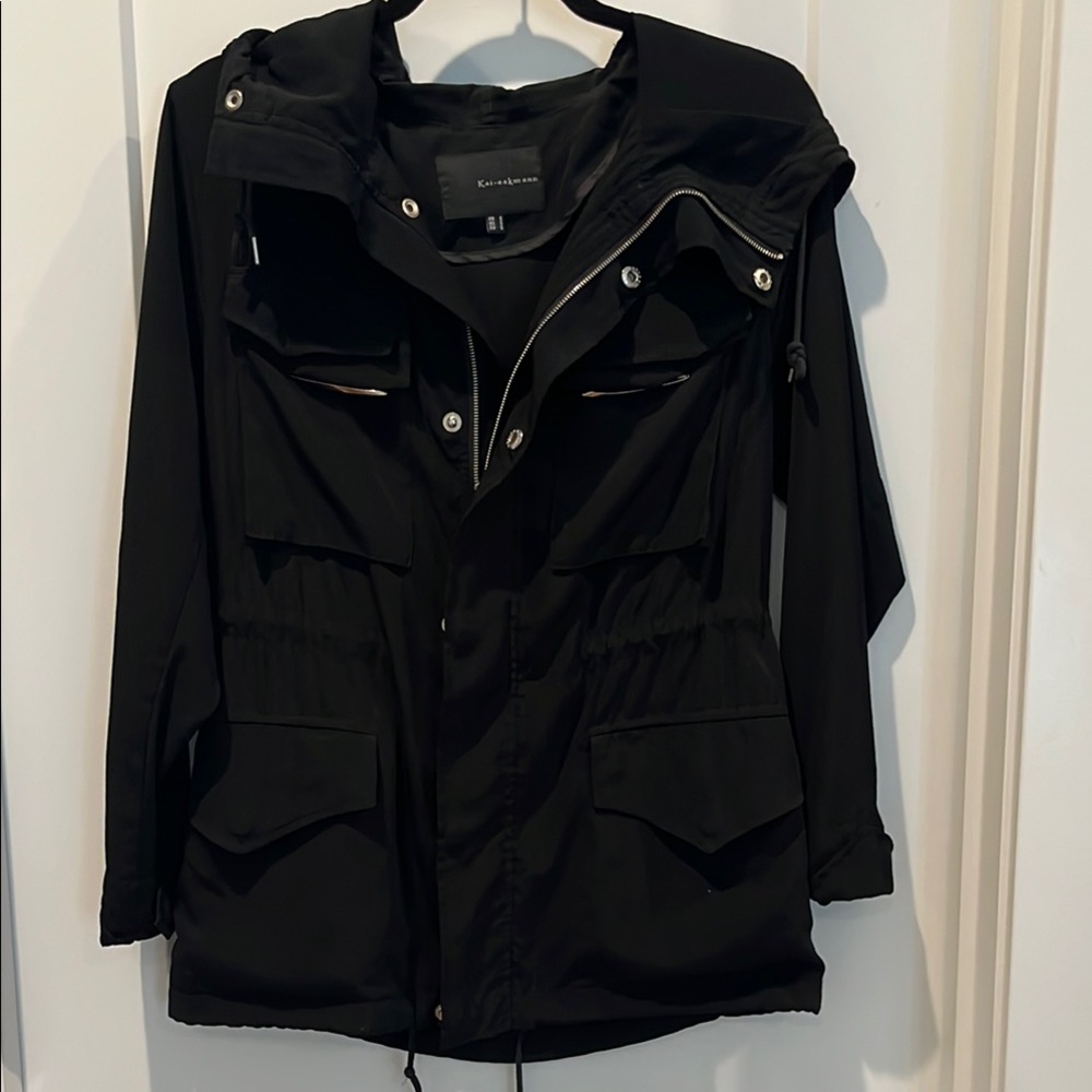 Cool jacket from Kai Aakman with sheer back and hood.